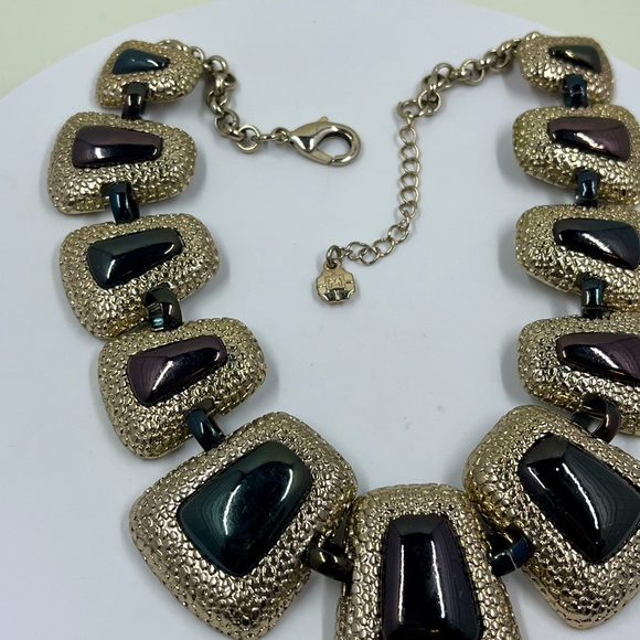 Monet Signed Vintage Chunky Statement Y Shaped Necklace - Picture 3 of 5